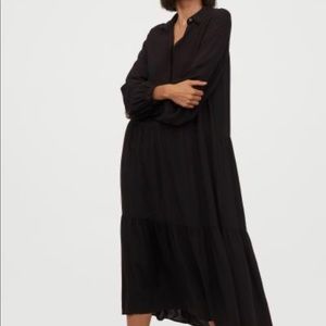 H&M Black collared maxi dress